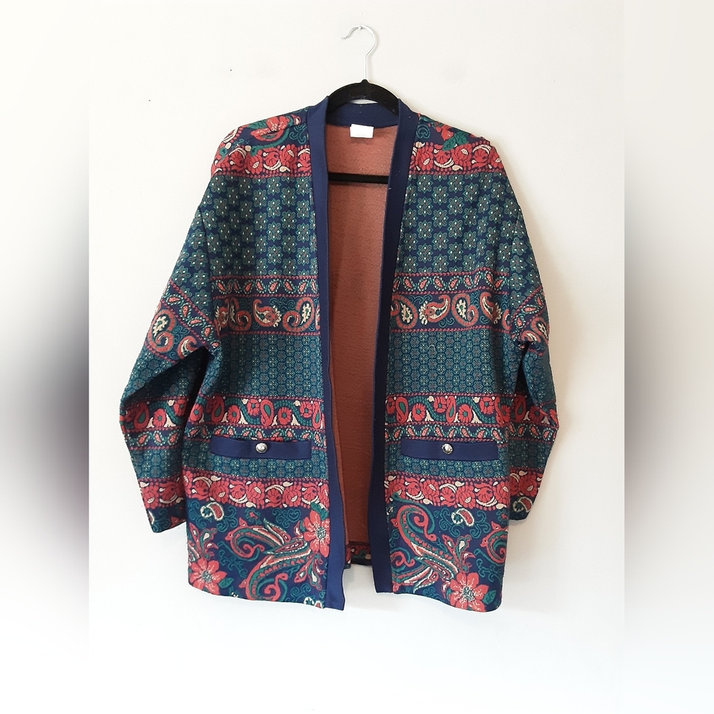 Graff Californiawear Vintage Paisley Artisian Cardigan Sweater